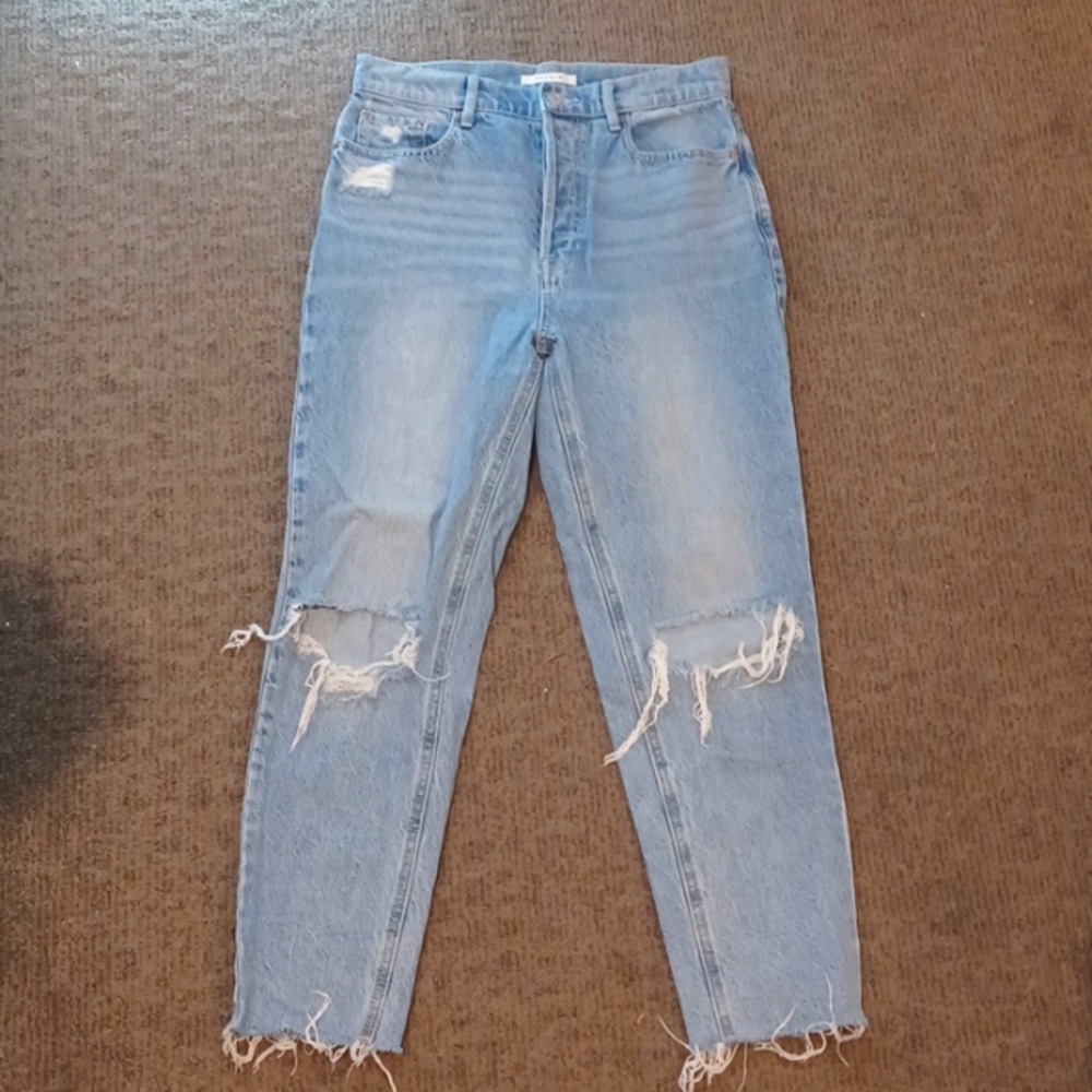 Ripped jeans, frayed edges, light washed look, lightly worn